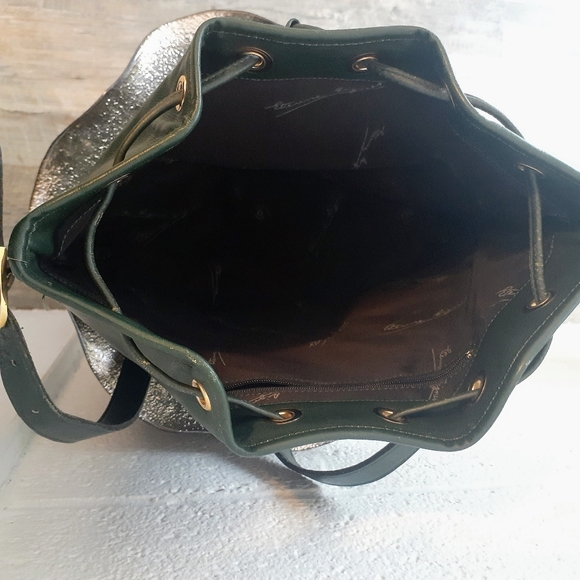 Vintage Etienne Aigner drawstring bucket bag Hunter Green OS ethan agner - Picture 4 of 7